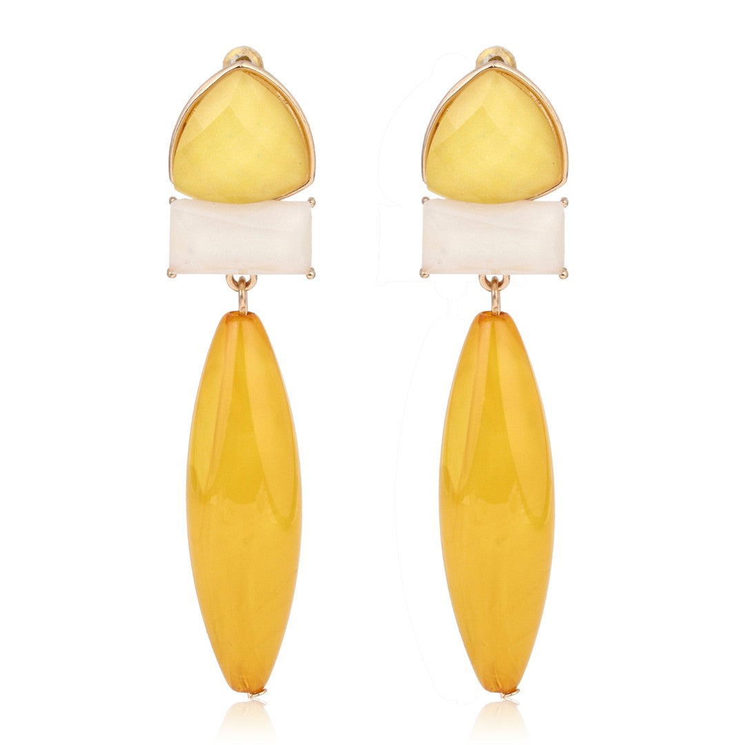 Yellow Trio Gem Drop Earrings