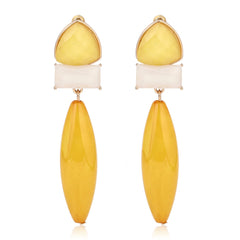 Yellow Trio Gem Drop Earrings