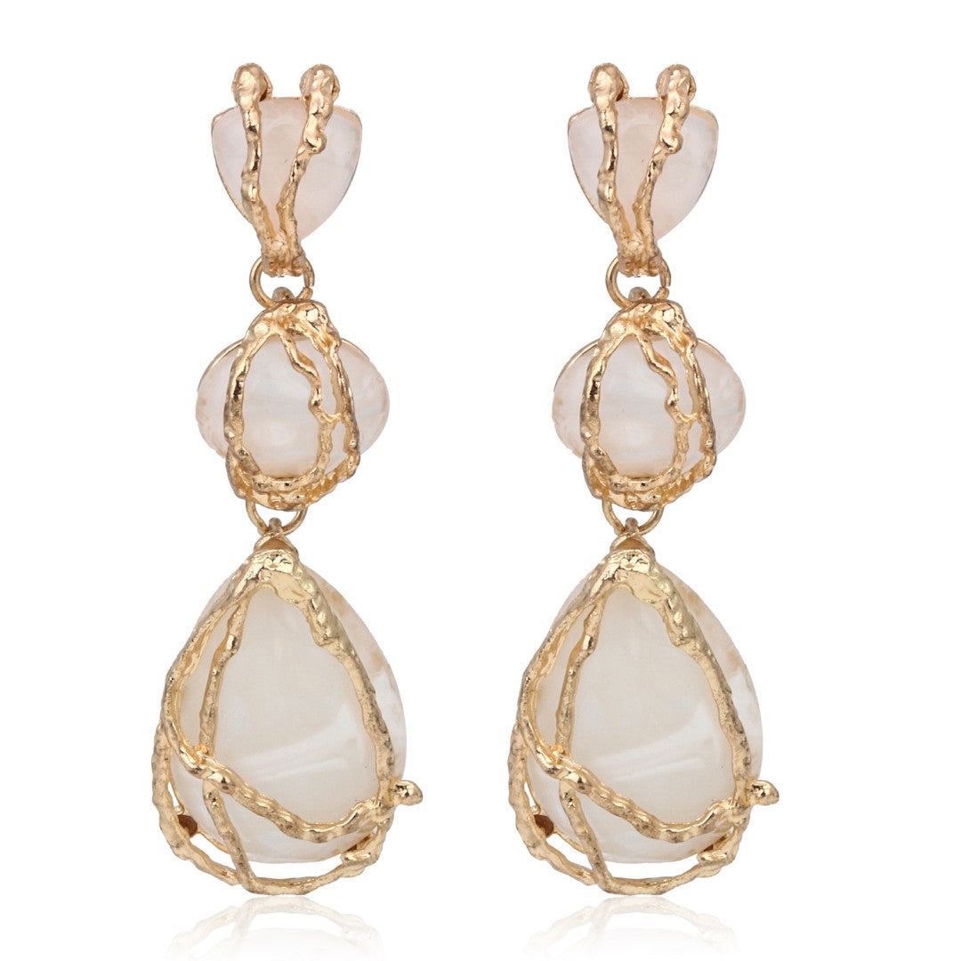 Ivory Aura Wire-Wrapped Earrings
