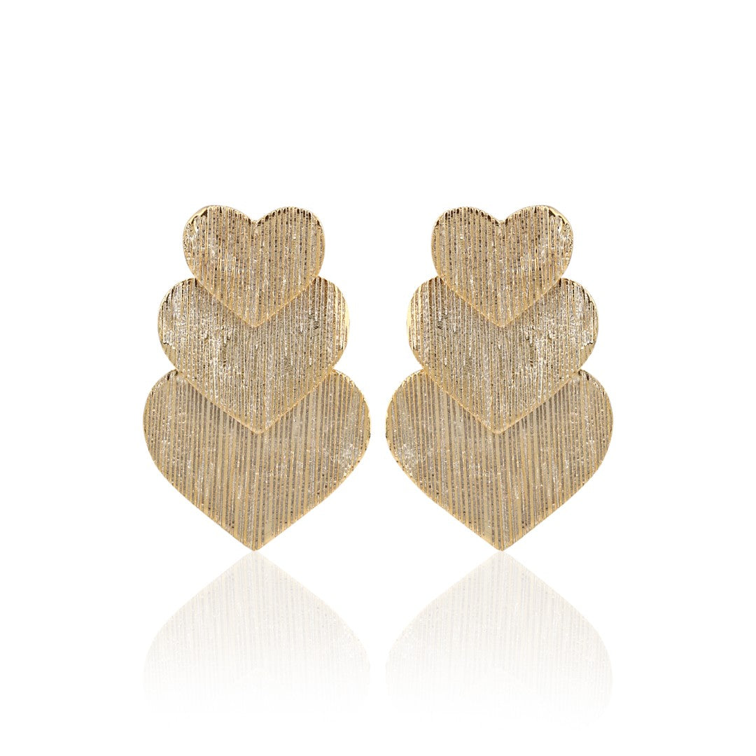Golden Linked Heart Drop Earrings