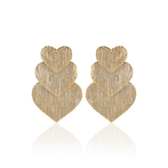 Golden Linked Heart Drop Earrings