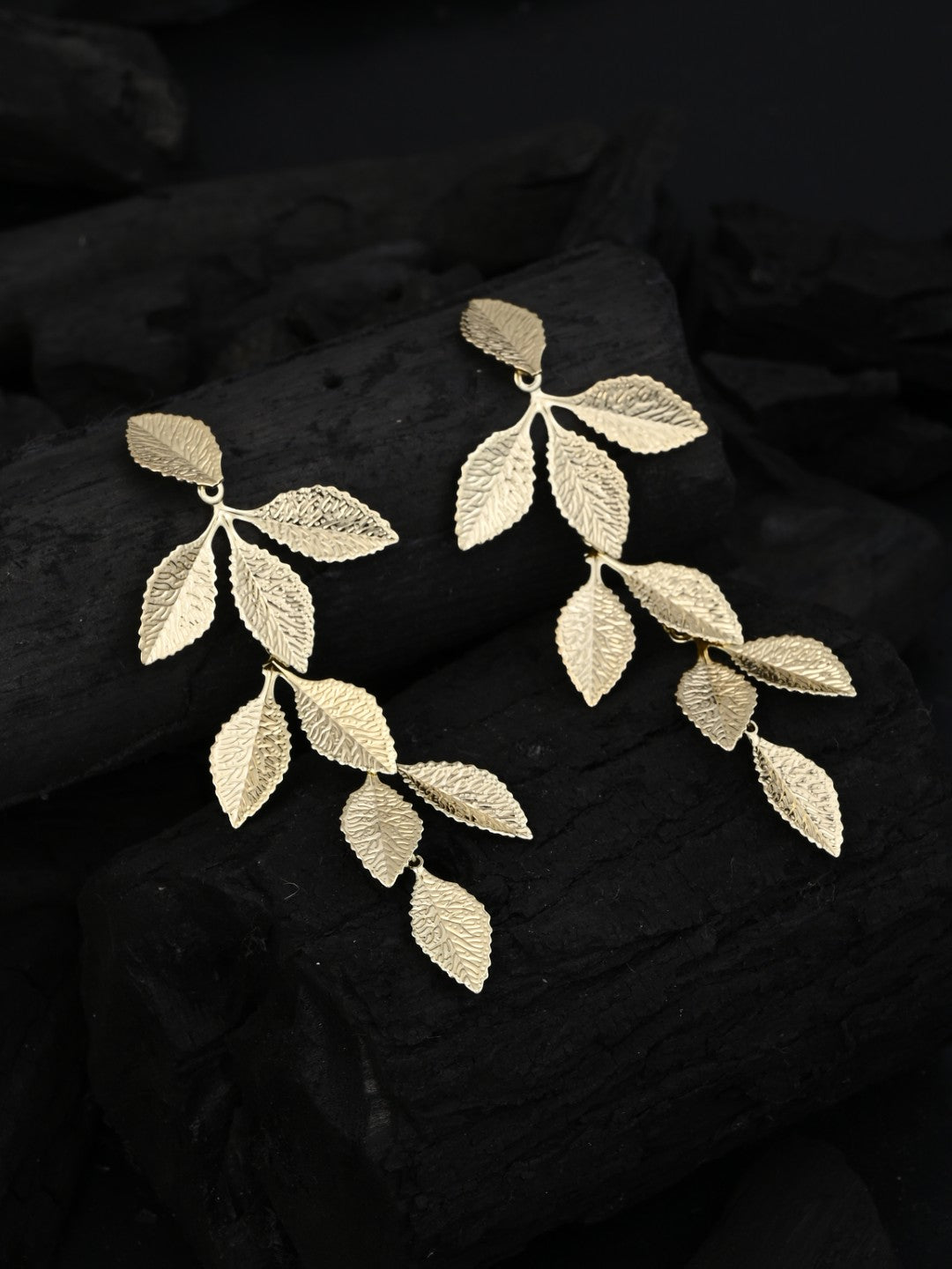 18k Gold-Plated Leaf Shaped Drop Earrings