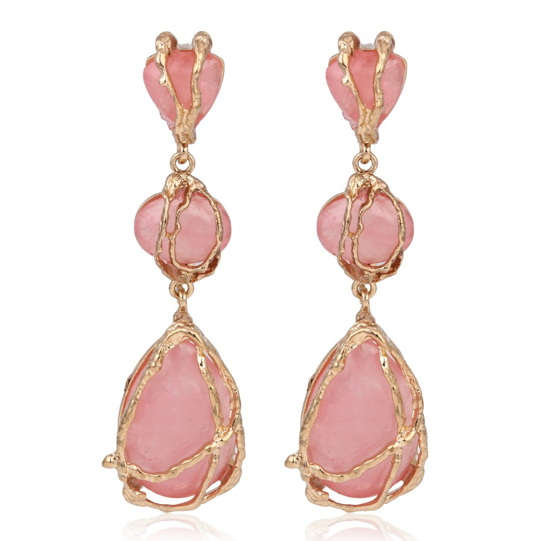 Blush Aura Wire-Wrapped Earrings