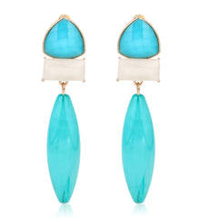 Aqua Blue Trio Gem Drop Earrings