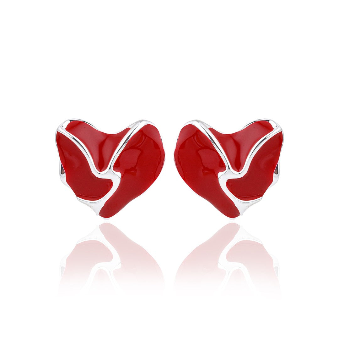 Classic Red Heart Stud Earrings