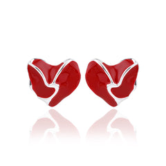 Classic Red Heart Stud Earrings