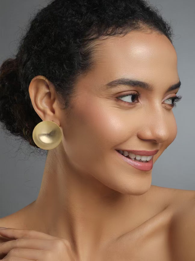 Textured Round Stud Earring 18k Gold Plated