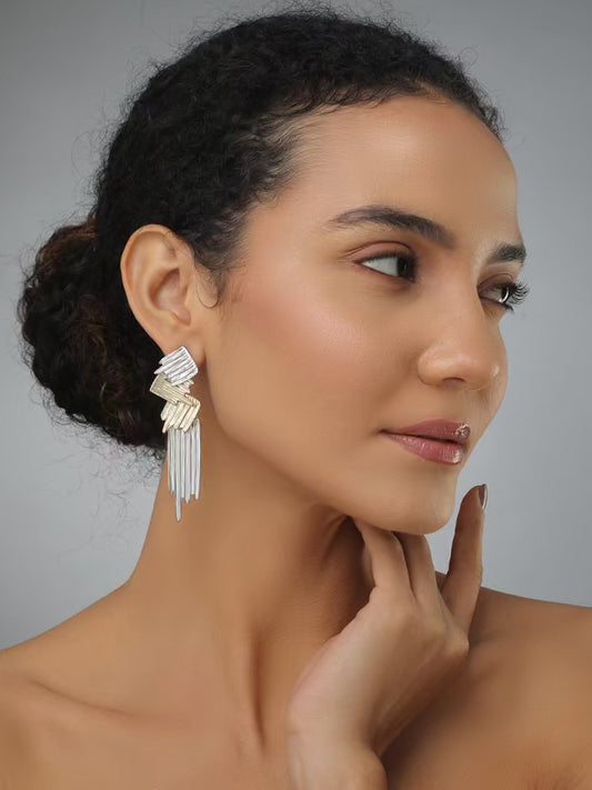 Two Tone Texture Drop Earring