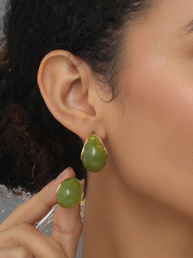 Olive Green Dripping Earring