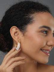 Curved White Hoop Earring