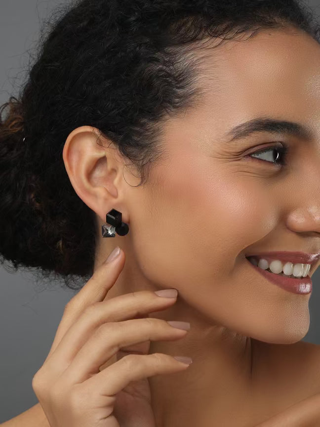 Black Crystal Stud Earring