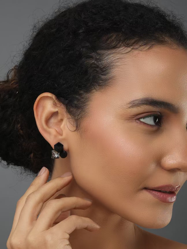 Black Crystal Stud Earring