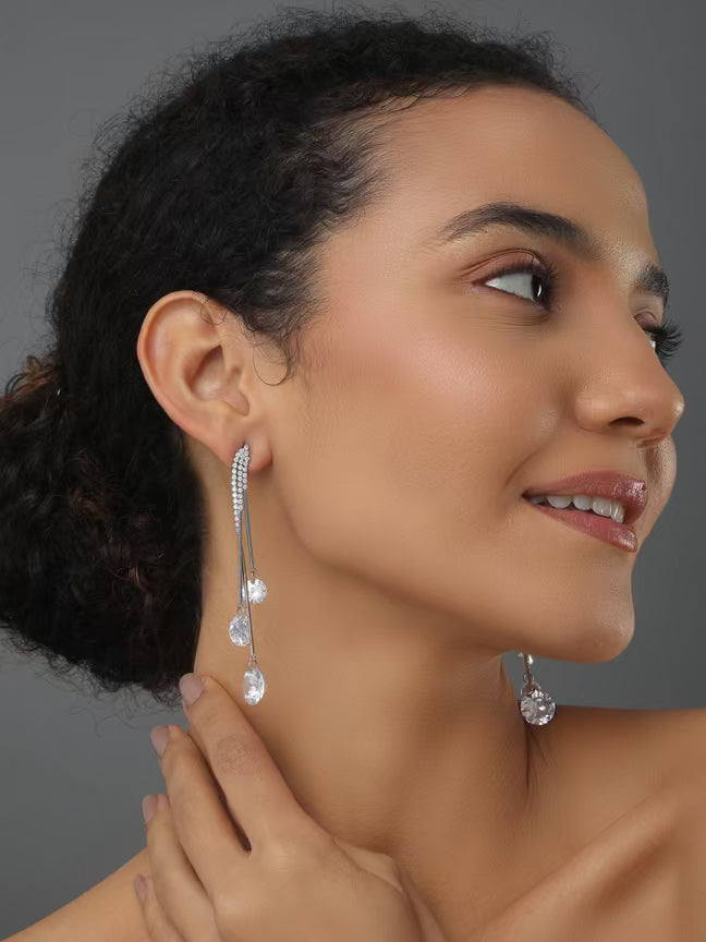 Contemporary Silver Drop Earring