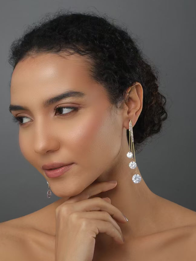 Contemporary Gold  Drop Earring