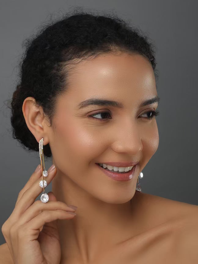 Contemporary Gold  Drop Earring