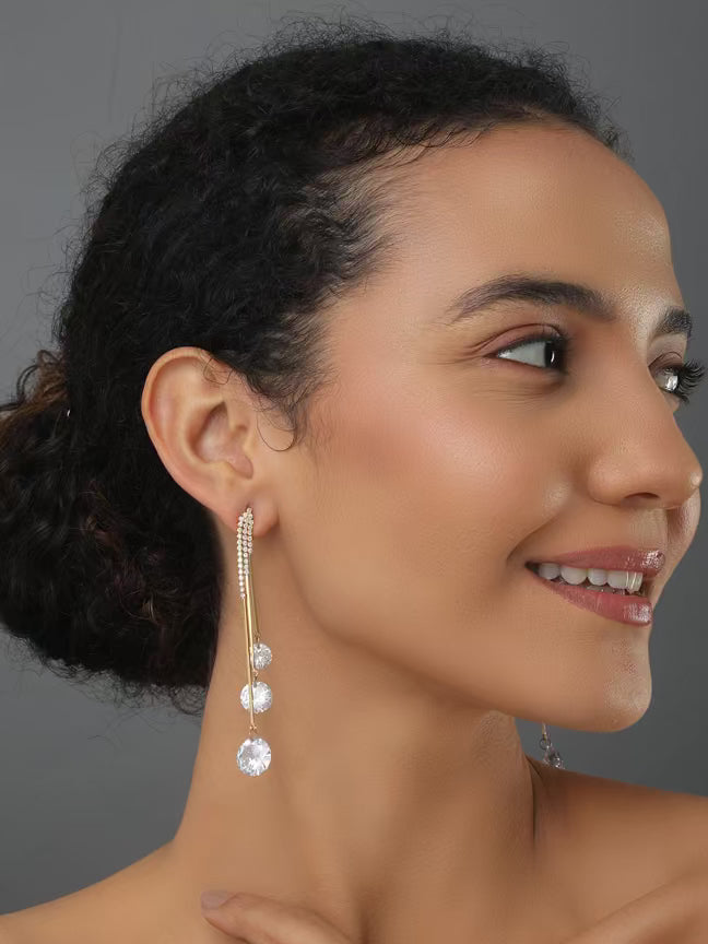Contemporary Gold  Drop Earring
