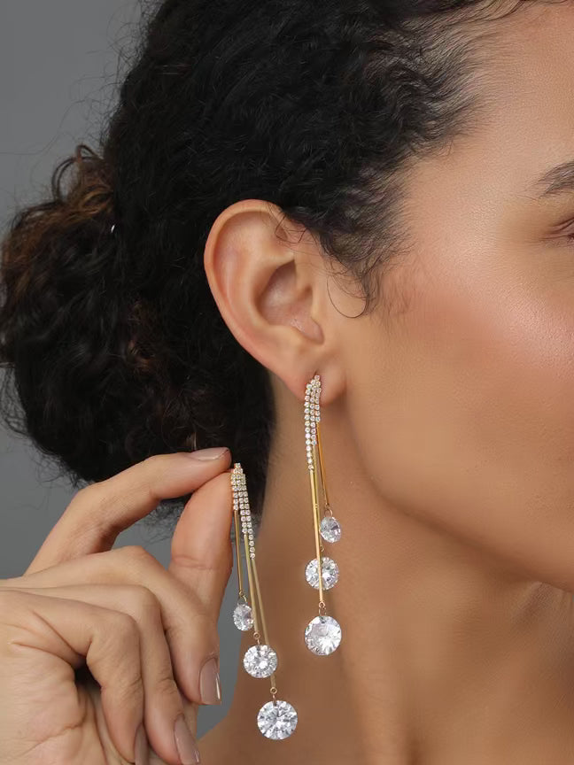 Contemporary Gold  Drop Earring