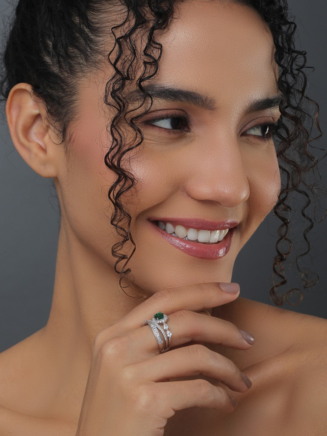 Emerald Green Adjustable Ring