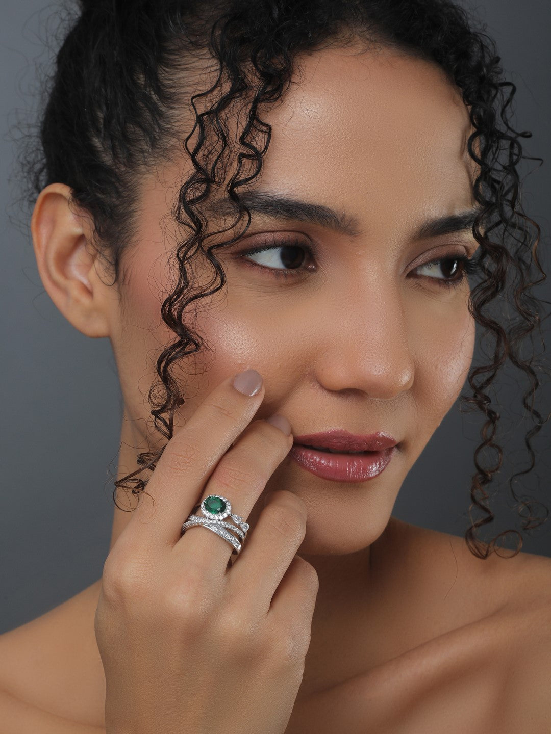 Emerald Green Adjustable Ring