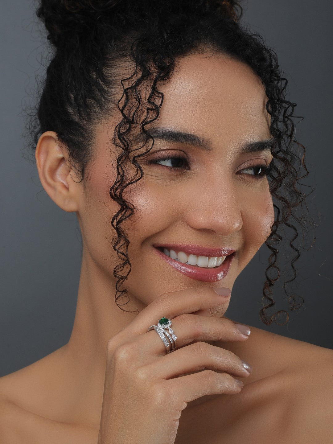 Emerald Green Adjustable Ring