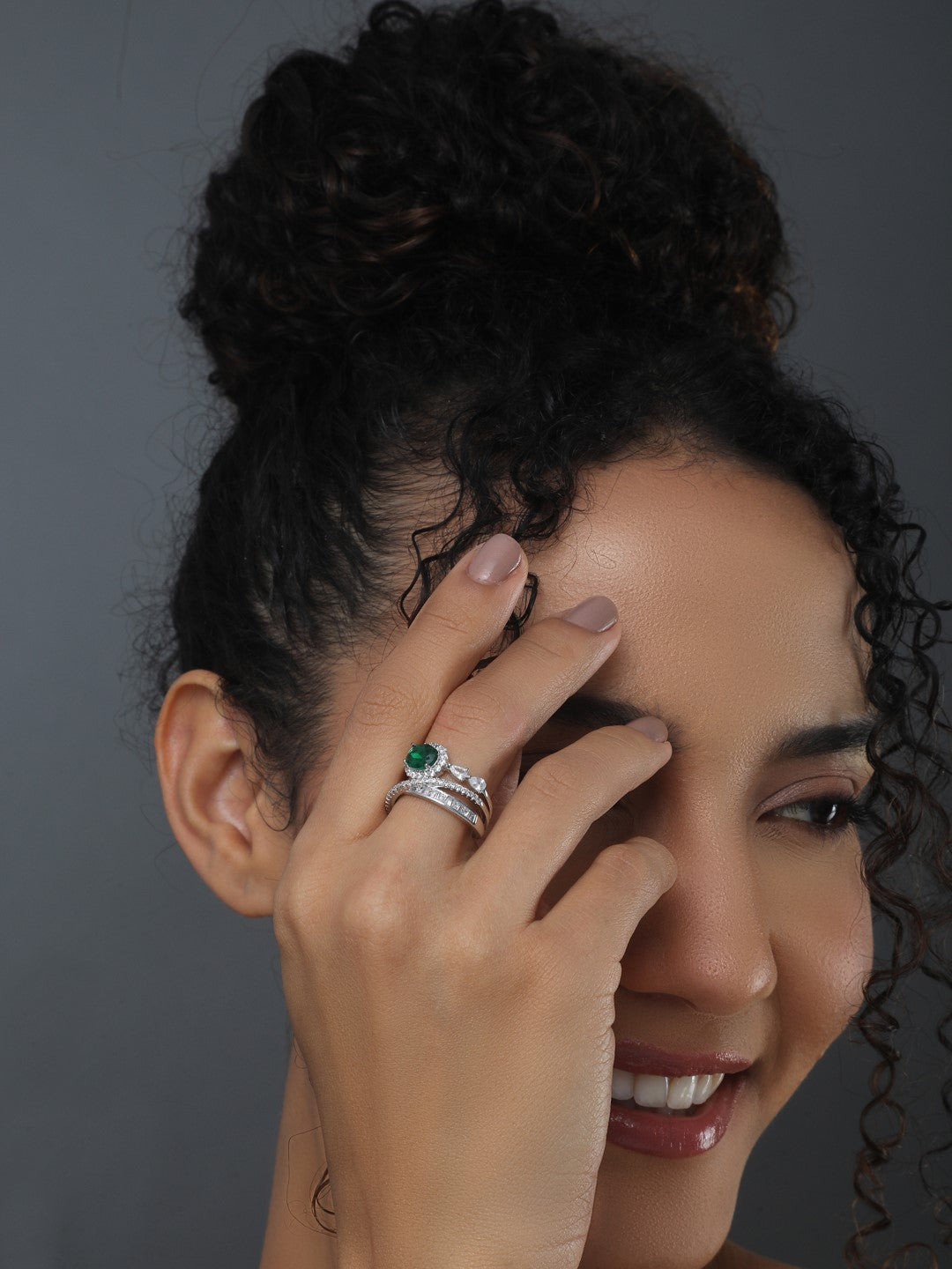 Emerald Green Adjustable Ring