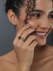 Adjustable Yellow Cube shaped cubic zirconia ring