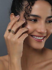 Adjustable Yellow Cube shaped cubic zirconia ring