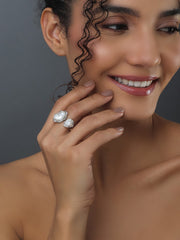 Silver Adjustable Baroque Pearl Ring