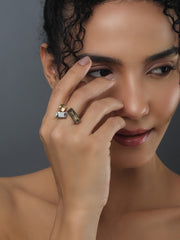 Adjustable Baguette shaped Multi col cubic zirconia ring