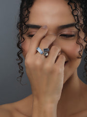 Adjustable Baguette shaped cubic zirconia ring