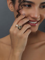 Adjustable Yellow Oval cubic zirconia ring
