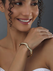 Uneven Scalloped Gold Bangle