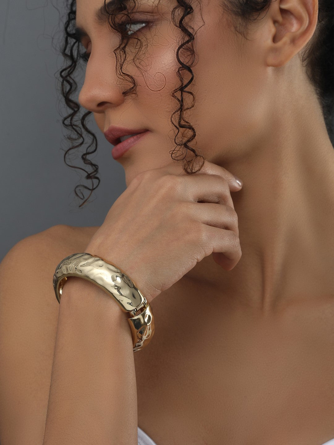 Uneven Textured Gold Bangle