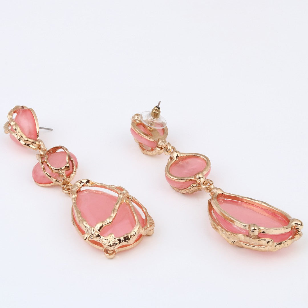 Blush Aura Wire-Wrapped Earrings