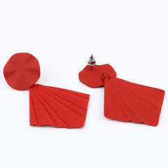 Deep Red Petal Pop Fan Earrings
