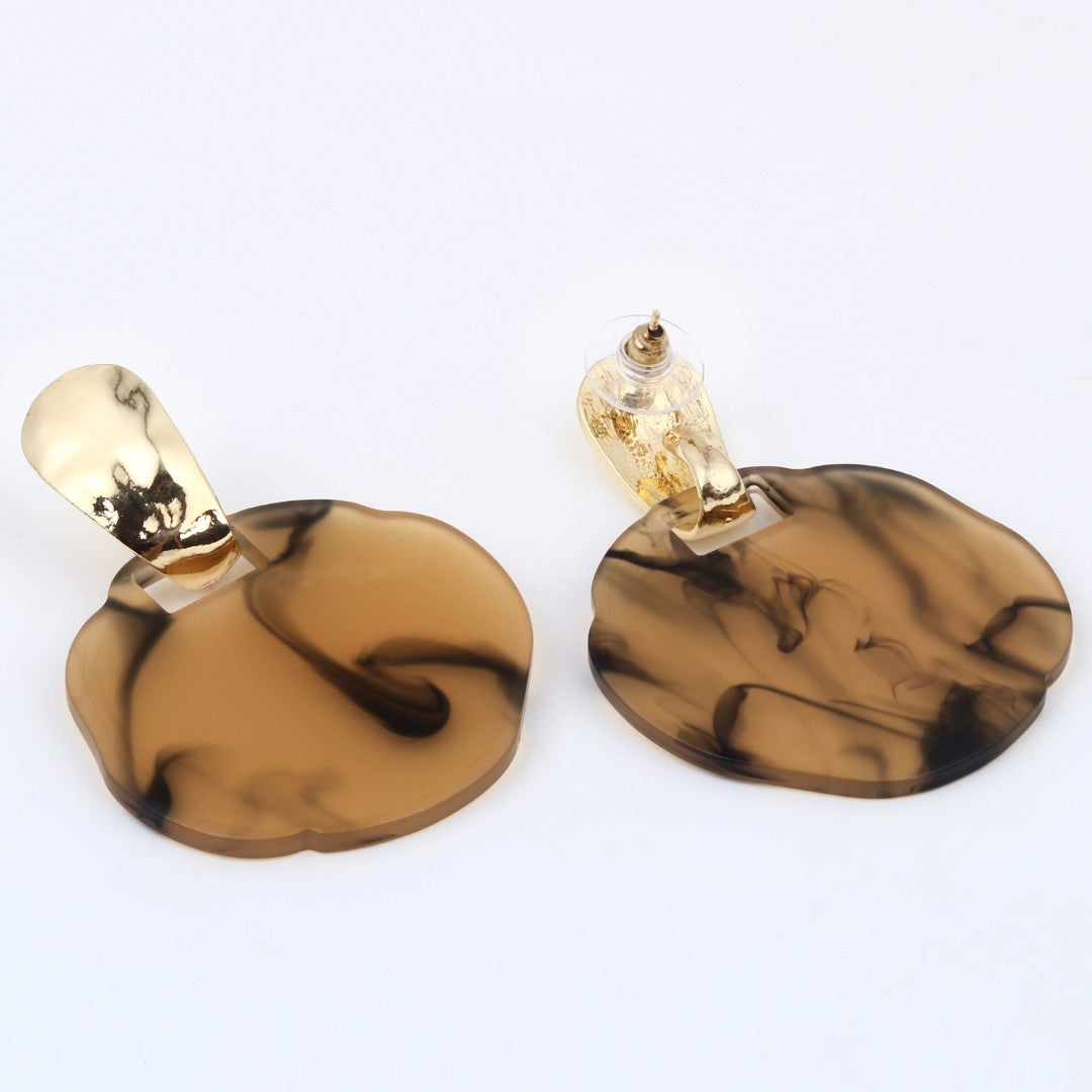 Marbled Amber Statement Earrings