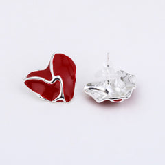 Classic Red Heart Stud Earrings