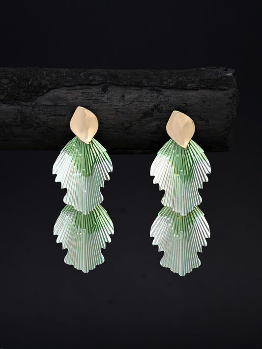Mint Green Petal Wave Drop Earrings
