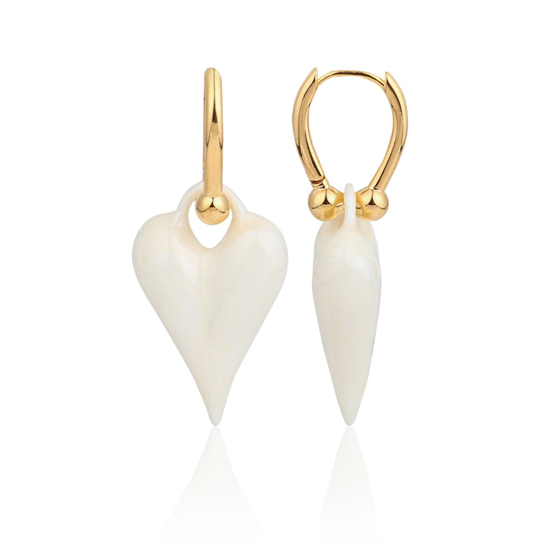 White Love glaze Heart Earrings