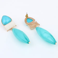 Aqua Blue Trio Gem Drop Earrings