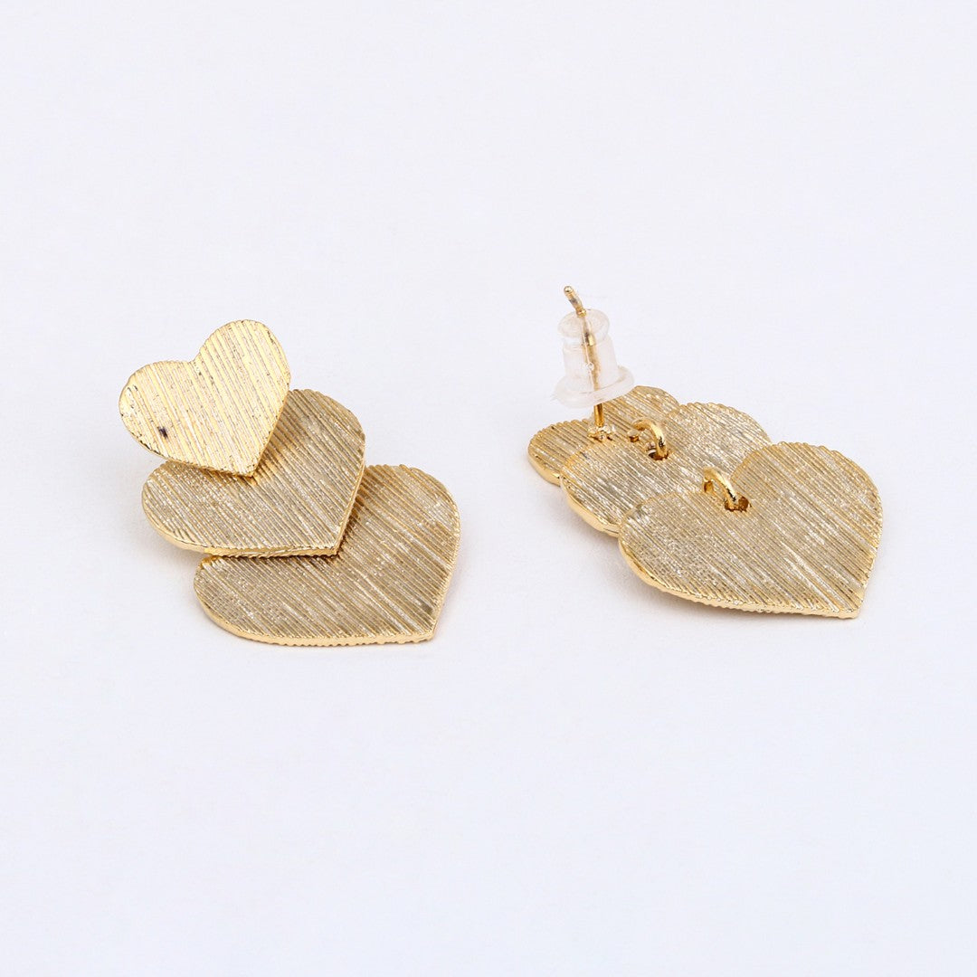 Golden Linked Heart Drop Earrings