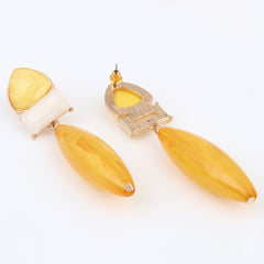 Yellow Trio Gem Drop Earrings