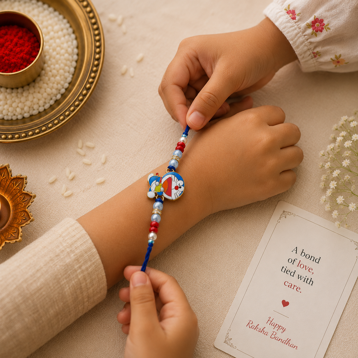 Cartoon Character Rakhi Combo Set – Tom & Jerry & Doraemon Designer Rakhi for Kids