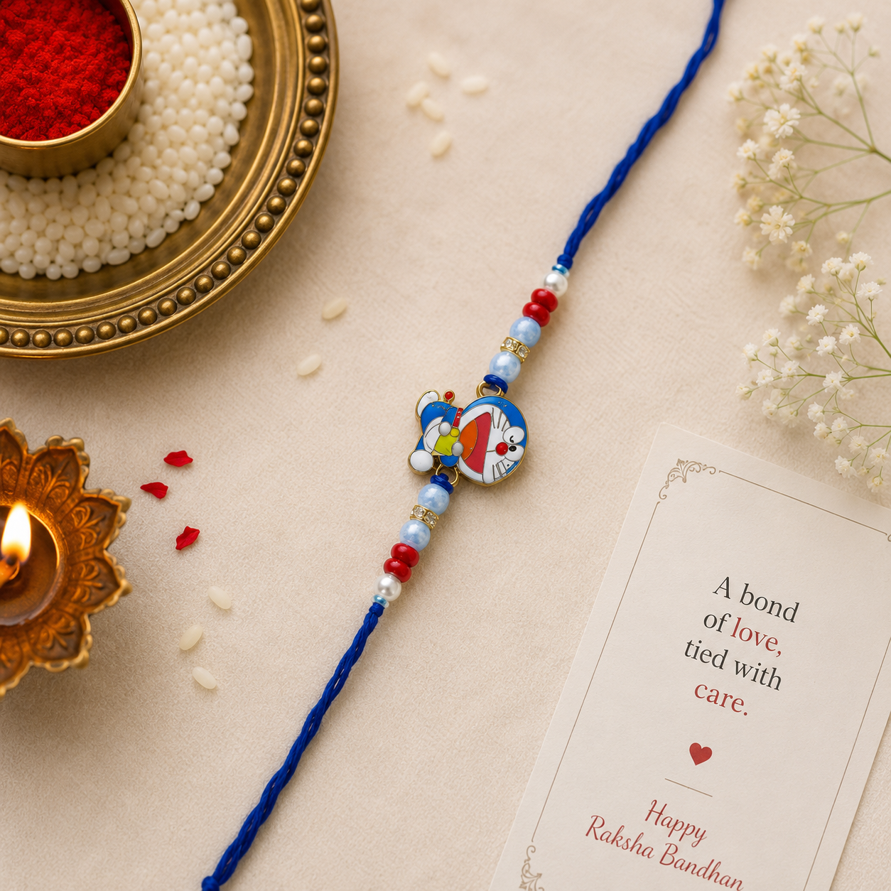 Cartoon Character Rakhi Combo Set – Tom & Jerry & Doraemon Designer Rakhi for Kids