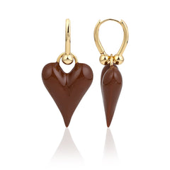 Mocha Love Heart Earrings