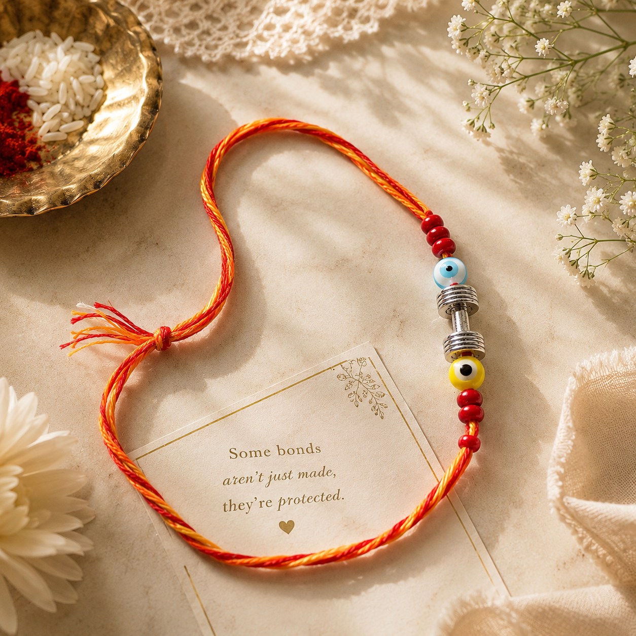 Kids Rakhi Combo Set – Blue Elephant Charm & Evil Eye Protection Rakhi