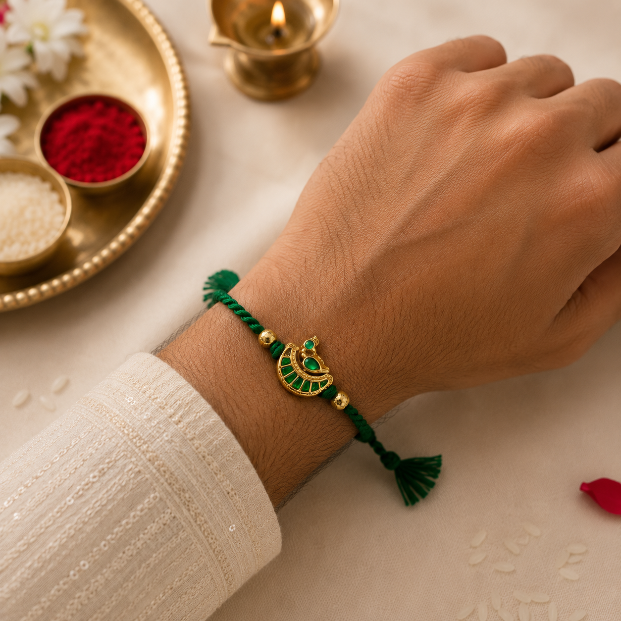 Blue  & Green Designer Rakhi Set of 2