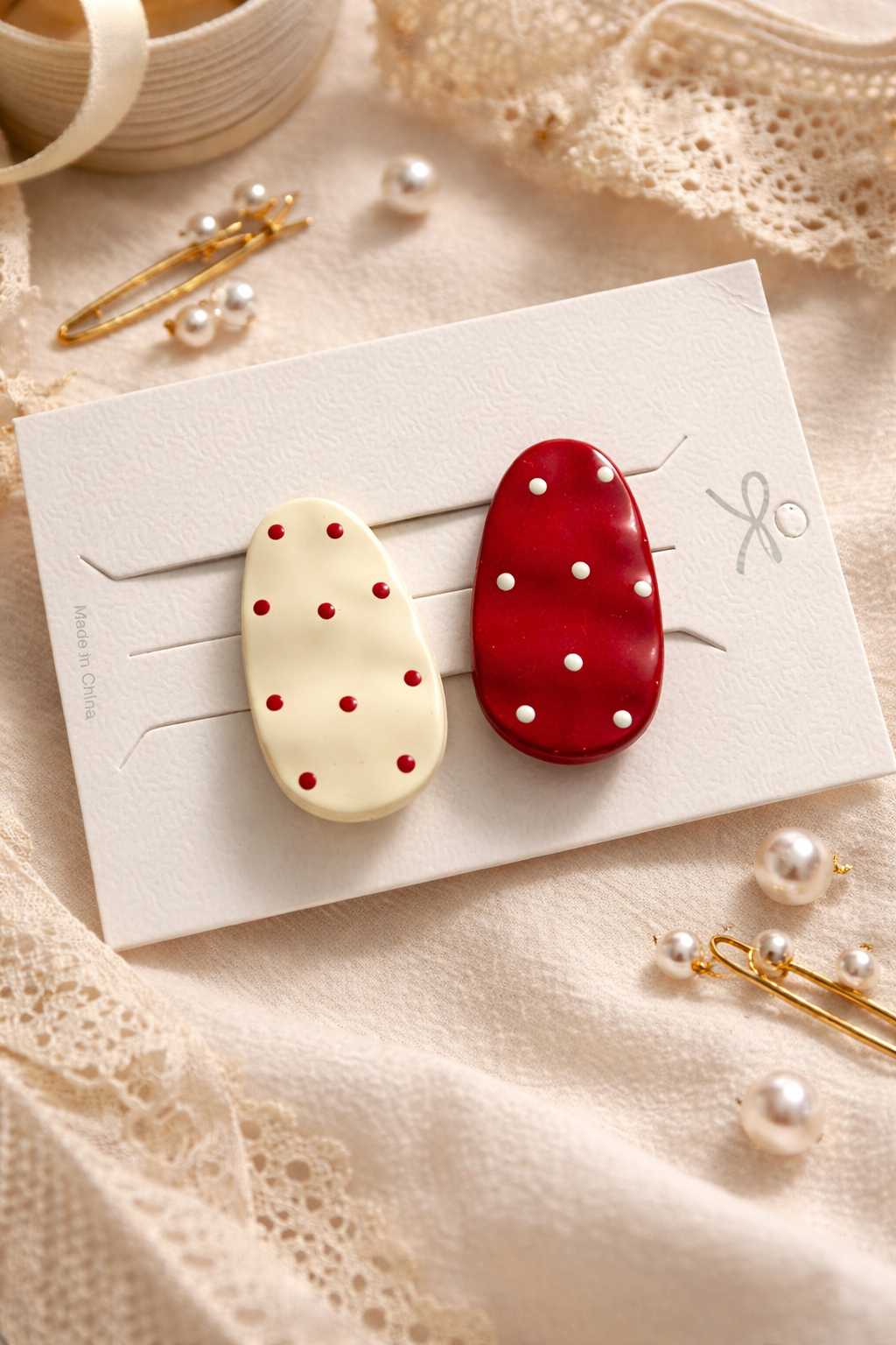 Scarlet Dots Luxe Hair Clip Set