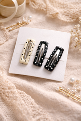 Noir Pearl Rectangle Hair Clip – Set of 4