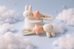Pink  Bunny Star Hair Clip Set of 2